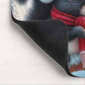 Zwarte eekhoorn met kerstmuts muismat (Hoek)