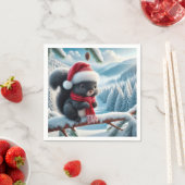 Zwarte eekhoorn met kerstmuts servet (Insitu)