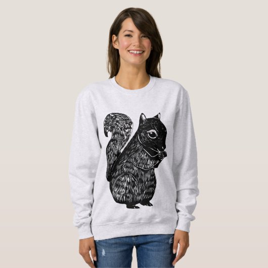 Zwarte eekhoorn Vrouwelijk overhemd Trui (Voorkant volledig)