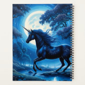 Zwarte Eenhoorn Blauwe Hemel Volle Maan Magisch Planner (Achterkant)
