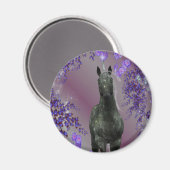 Zwarte eenhoorn bloemen fantasie magneet (Voorkant / Achterkant)