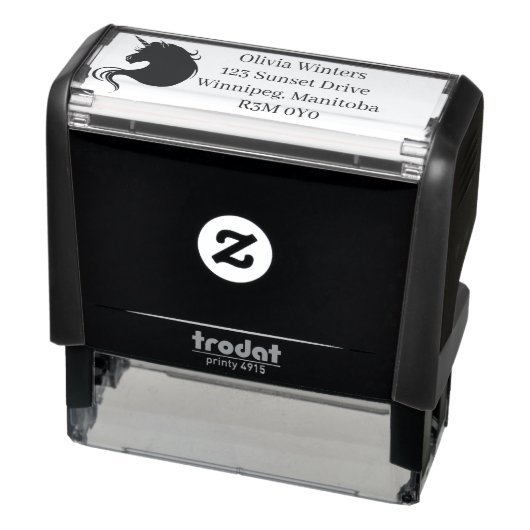 Zwarte Eenhoorn Bruiloft Zelfinktende Stempel (Product)