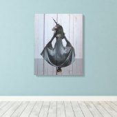 Zwarte eenhoorn canvas afdruk (Insitu (Houten vloer))