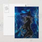 Zwarte eenhoorn fantasie briefkaart (Voorkant / Achterkant)