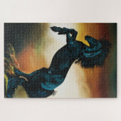 Zwarte eenhoorn fantasie dans legpuzzel (Horizontaal)