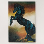 Zwarte eenhoorn fantasie dans legpuzzel (Verticaal)