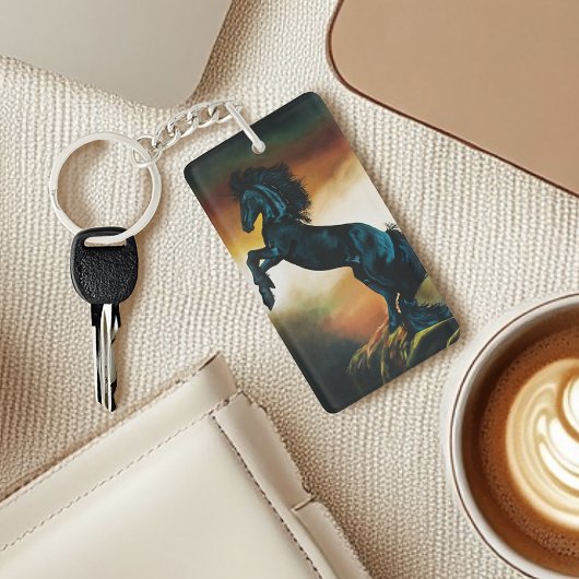Zwarte eenhoorn fantasie dans sleutelhanger