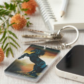 Zwarte eenhoorn fantasie dans sleutelhanger (Voorkant Rechts)