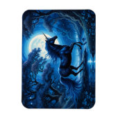 Zwarte eenhoorn fantasie volle maan magneet (Verticaal)