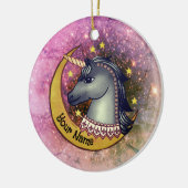 Zwarte Eenhoorn Maan Keramisch Ornament (Links)