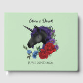 Zwarte eenhoorn Paarse rode salie bloemen Gastenboek (Voorkant)