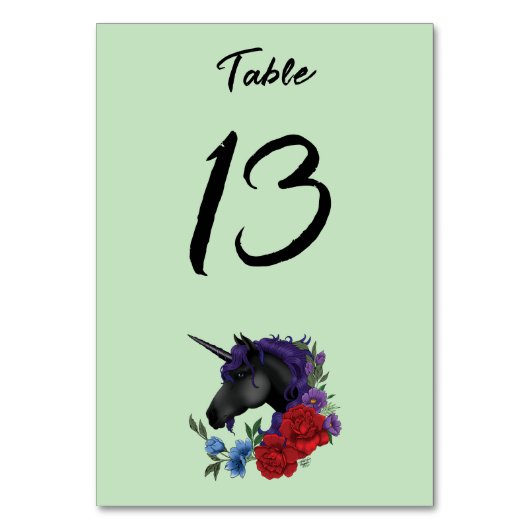 Zwarte eenhoorn Paarse rode salie bloemen Kaart (Voorkant)