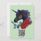 Zwarte eenhoorn Paarse rode salie bloemen Kaart (Achterkant)