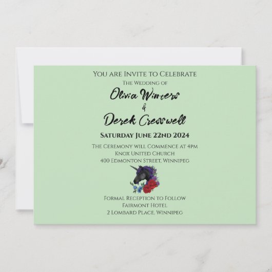 Zwarte eenhoorn Paarse rode salie bloemen Kaart (Voorkant)