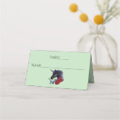 Zwarte eenhoorn Paarse rode salie bloemen Plaatskaartje (Achterkant)