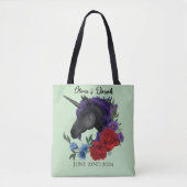 Zwarte eenhoorn Paarse rode salie bloemen Tote Bag (Voorkant)