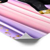 Zwarte Eenhoorn Roze Oren Poster (Hoek)