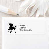 Zwarte eenhoorn silhouet Adresetiketten Etiket (Insitu)