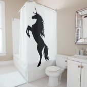 Zwarte Eenhoorn Silhouet Douchegordijn (In situ)