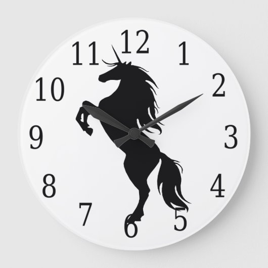Zwarte Eenhoorn Silhouet Klok (Voorkant)