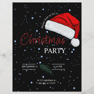 Zwarte Eenvoudige Familie Kerstfeest Uitnodiging Flyer