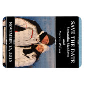 Zwarte Eenvoudige Foto Opslaan Datum Magnet Magneet (Horizontaal)