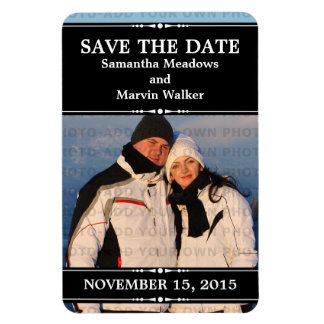 Zwarte Eenvoudige Foto Opslaan Datum Magnet Magneet