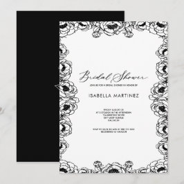zwarte eenvoudige klassieke elegante bruidsuitnodi kaart