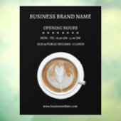 Zwarte Eenvoudige Koffiekop Zakelijke Openingstijd Raamsticker (Vel 3)