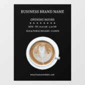 Zwarte Eenvoudige Koffiekop Zakelijke Openingstijd Raamsticker (Vel)