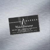 Zwarte Eenvoudige Logo Razor Barber Magnetisch Visitekaartje (Voorbeeld)