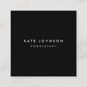 Zwarte Eenvoudige Minimale Consultant QR-code Vierkante Visitekaartje (Voorkant)