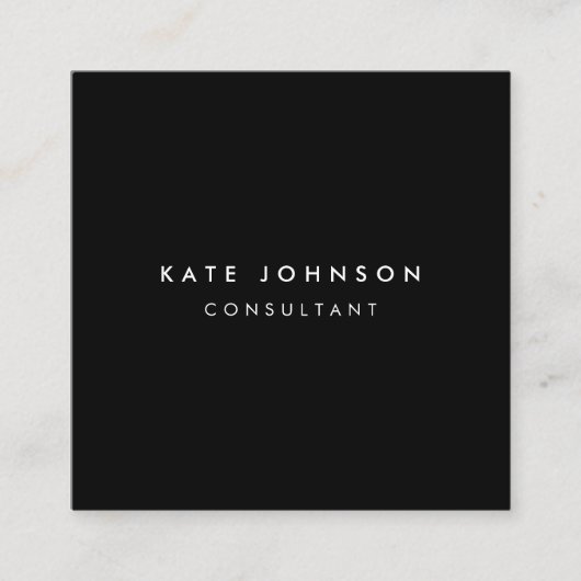 Zwarte Eenvoudige Minimale Consultant QR-code Vierkante Visitekaartje (Voorkant)