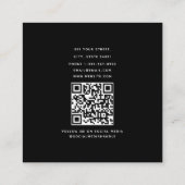 Zwarte Eenvoudige Minimale Consultant QR-code Vierkante Visitekaartje (Achterkant)