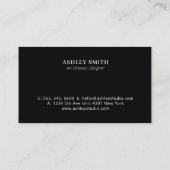 Zwarte Eenvoudige minimale professionele Visitekaa Visitekaartje (Achterkant)