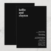 Zwarte Eenvoudige Moderne Uitnodiging voor Huwelij (Voorkant / Achterkant)