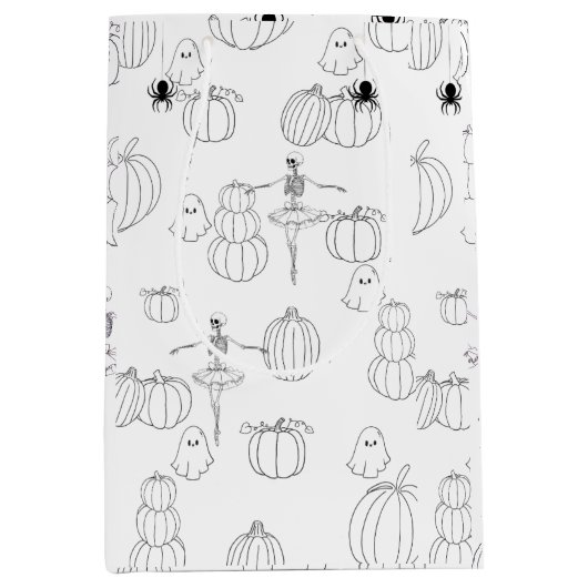 Zwarte Eenvoudige Schattigee Halloween Pompoen Medium Cadeauzakje (Voorkant)