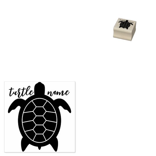 Zwarte, eenvoudige schildpad rubberstempel (Gestempeld)
