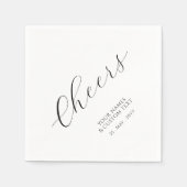 Zwarte Eenvoudige Script Lettering Cheers Aangepas Servet (Voorkant)