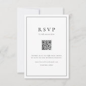 Zwarte Eenvoudige Typografie QR Code Formele Huwel RSVP Kaartje (Voorkant)