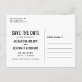 Zwarte Eenvoudige Typografie Sparen het Briefkaart (Achterkant)