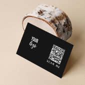 Zwarte Eenvoudige zakelijke Logo QR-code Visitekaartje