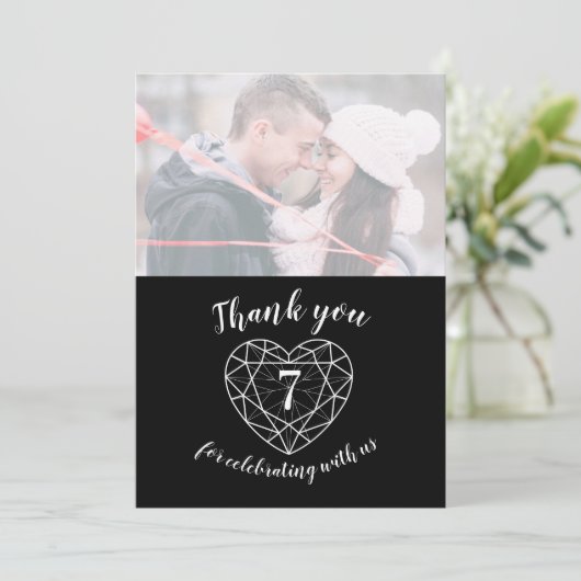 Zwarte eenyx-herdenkingsdag 7 jaar foto bedankkaart (Staand voorkant)