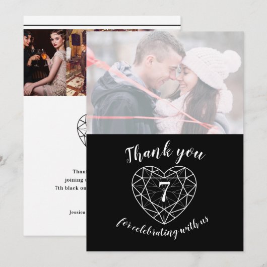 Zwarte eenyx-herdenkingsdag 7 jaar foto bedankkaart (Voorkant / Achterkant)
