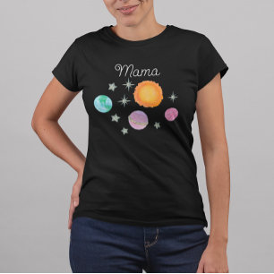 Zwarte eerste reis rond de zon Mama 1e verjaardag T-shirt