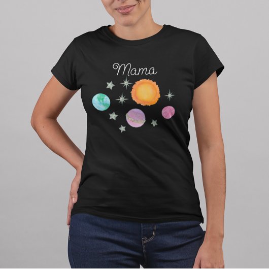 Zwarte eerste reis rond de zon Mama 1e verjaardag T-shirt