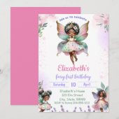 Zwarte eerste sprookjesachtige verjaardag kaart (Voorkant / Achterkant)