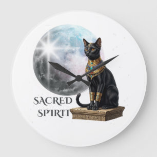Zwarte Egyptische Kat Geheime Geest Sticker Grote Klok