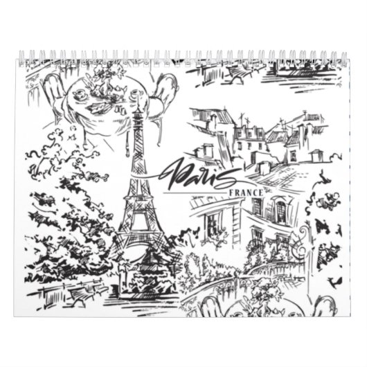 Zwarte Eiffeltoren Toile Kalender (Hoes)