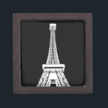 Zwarte Eiffeltower - Afbeelding Premium Juwelen Doos<br><div class="desc">Afbeelding voor de zwarte en witte bladescherm van de Eiffel-toren van Parijs</div>